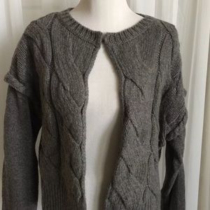 SUNDANCE Grey LARGE Chunky Cable Knit Cardigan